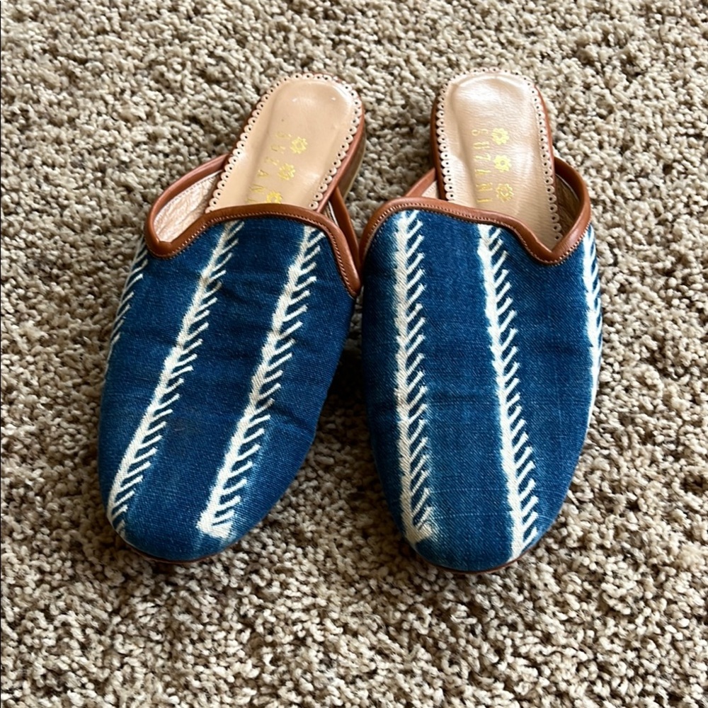 Blue and White Women's Slip-On Shoes
